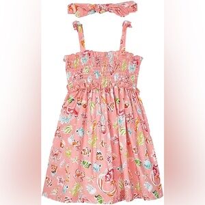 Size 3 Girls Mayoral Coral Floral Kids Dress with Headband